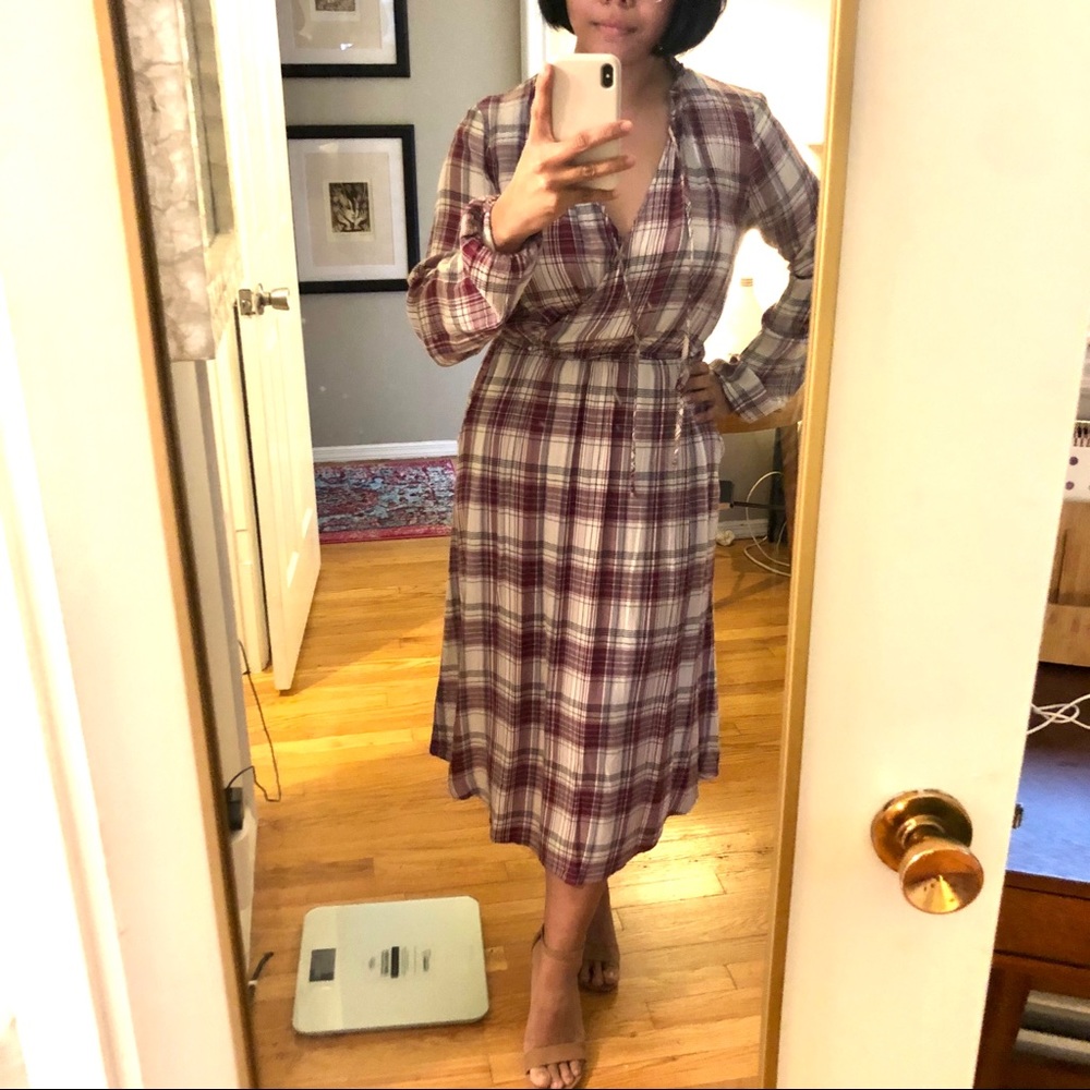 Boho Style Midi Length Dress in Plaid